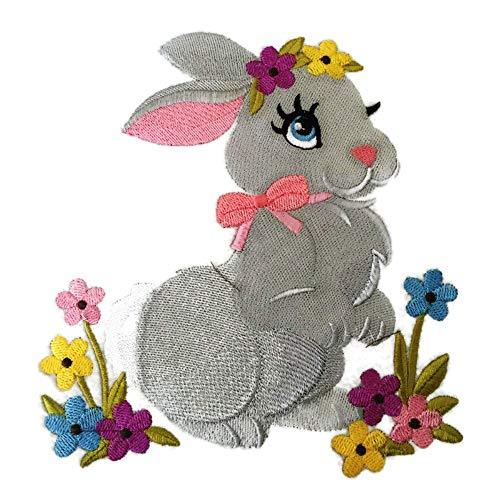 Baby Sweet Spring Bunny Embroidered Iron on/Sew Patch [6.91" x 7.41"]