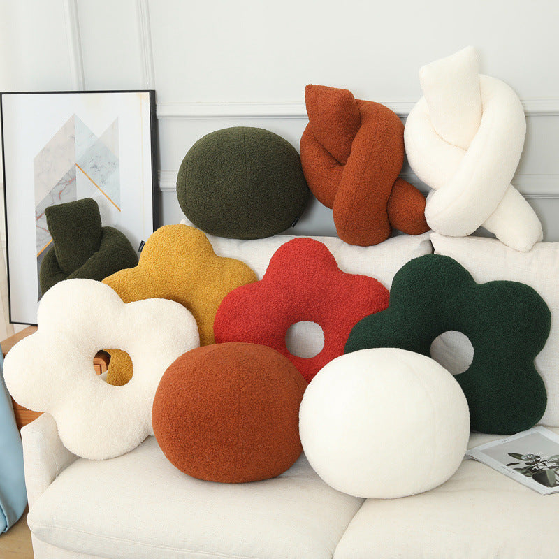 Plush Three Dimensional Special Shaped Pillow Round Lumbar Support