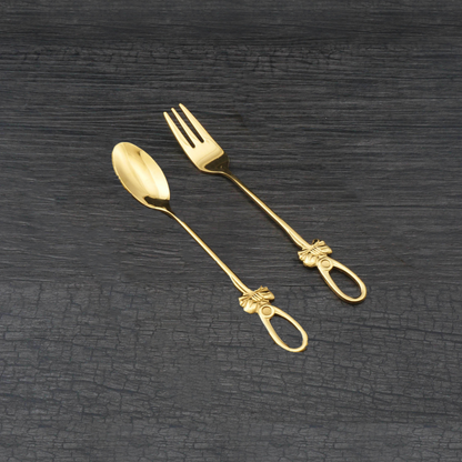 Stainless steel spoon fork set butterfly stainless steel coffee spoon, creative Japanese and Korean tableware, gold-plated stainless steel spoon fork