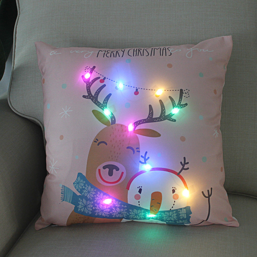 New Lantern Christmas LED Light Super Soft Short Plush Pillowcase