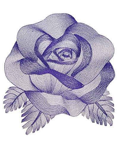 Elegant Etching Rose Embroidered Iron on/Sew Patch [7.8" X 7"]