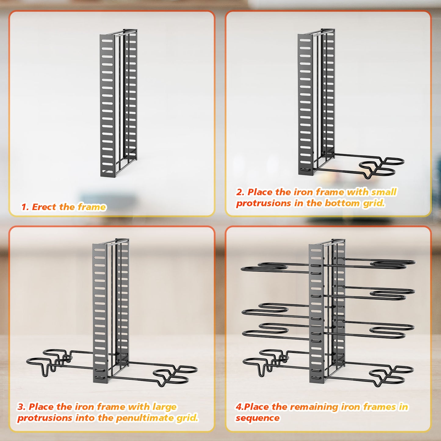 Pot And Pan Organizer, Pot Lid Holders & Pan Rack, Multiple DIY Methods, 8 Tier Pot Racks, Adjustable Kitchen Organization And Storage For Pots And Pans.