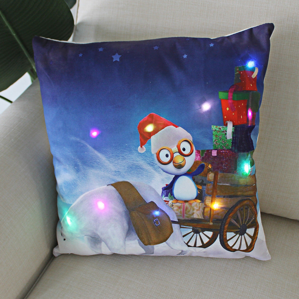 New Lantern Christmas LED Light Super Soft Short Plush Pillowcase