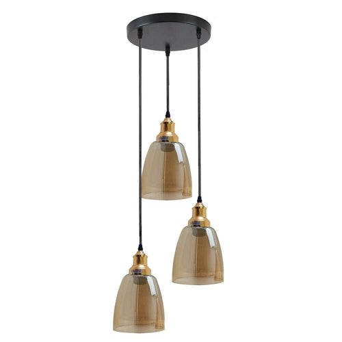 3 Outlet Industrial Retro Loft Glass Ceiling Lampshade Pendant