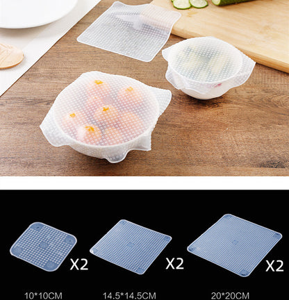 Food Reusable Silicone Stretch Cling Film Saran Wrap Kitchen Microwave Oven Fridge Seal Bowl Cover Pad Kitchen Tools