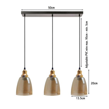 3 Outlet Industrial Retro Loft Glass Ceiling Lampshade Pendant