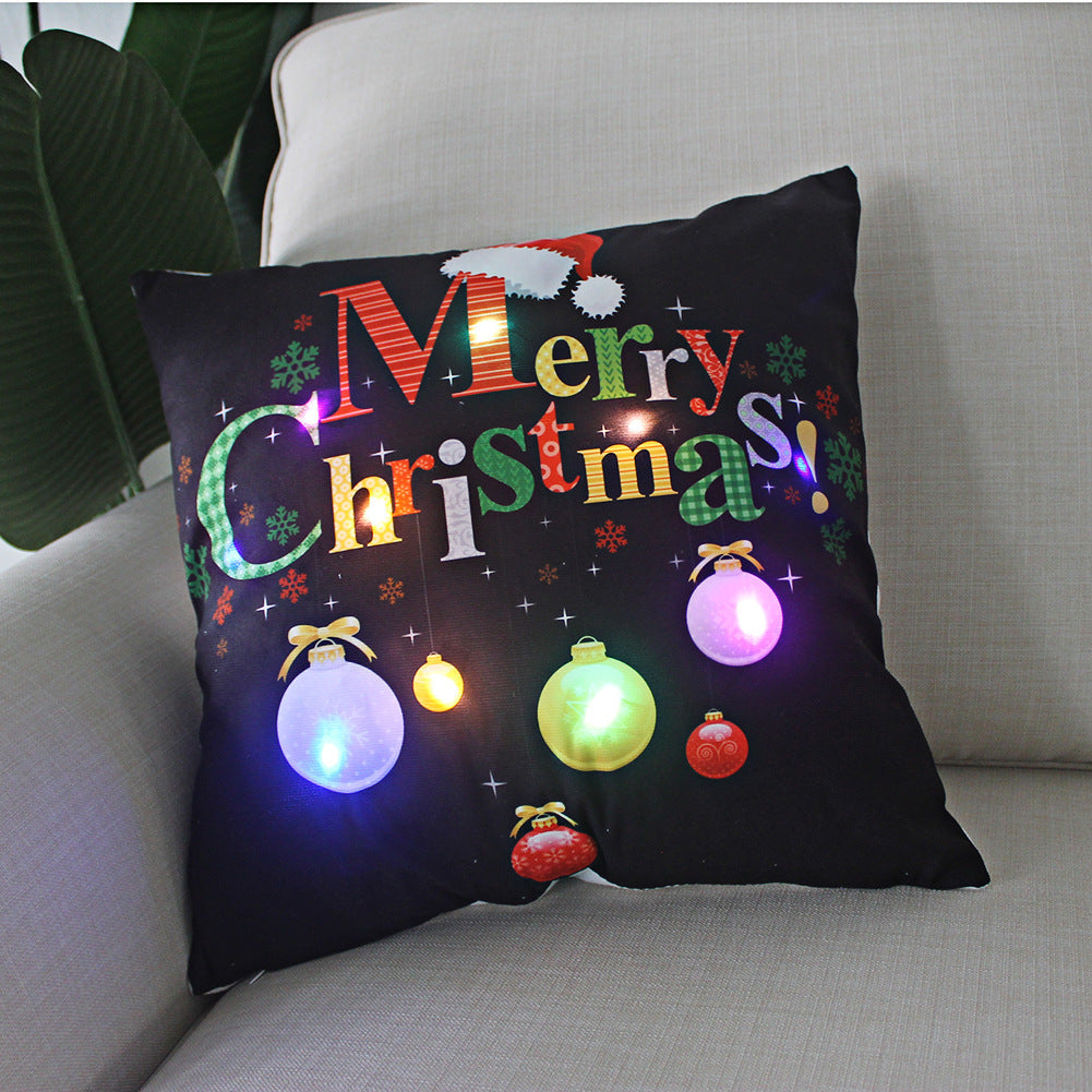 New Lantern Christmas LED Light Super Soft Short Plush Pillowcase