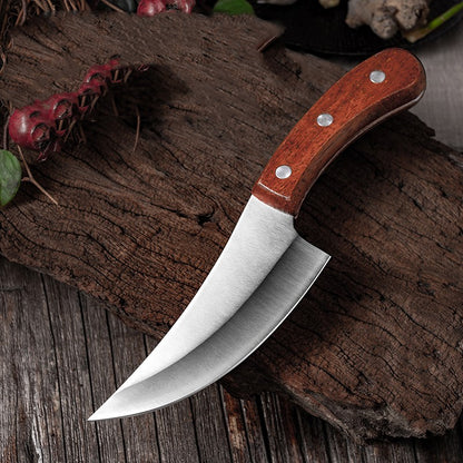 Segmented Forged Leather Sheath Sharp Non-grinding Picnic Knife