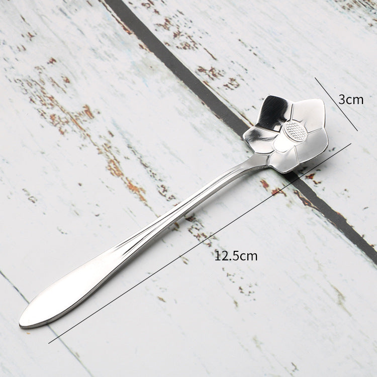 Teaspoons Rose Shaped Flower Stainless Steel Kitchen Tableware Handle Cutlery Mini Dessert Tea Dining Spoon For Snacks