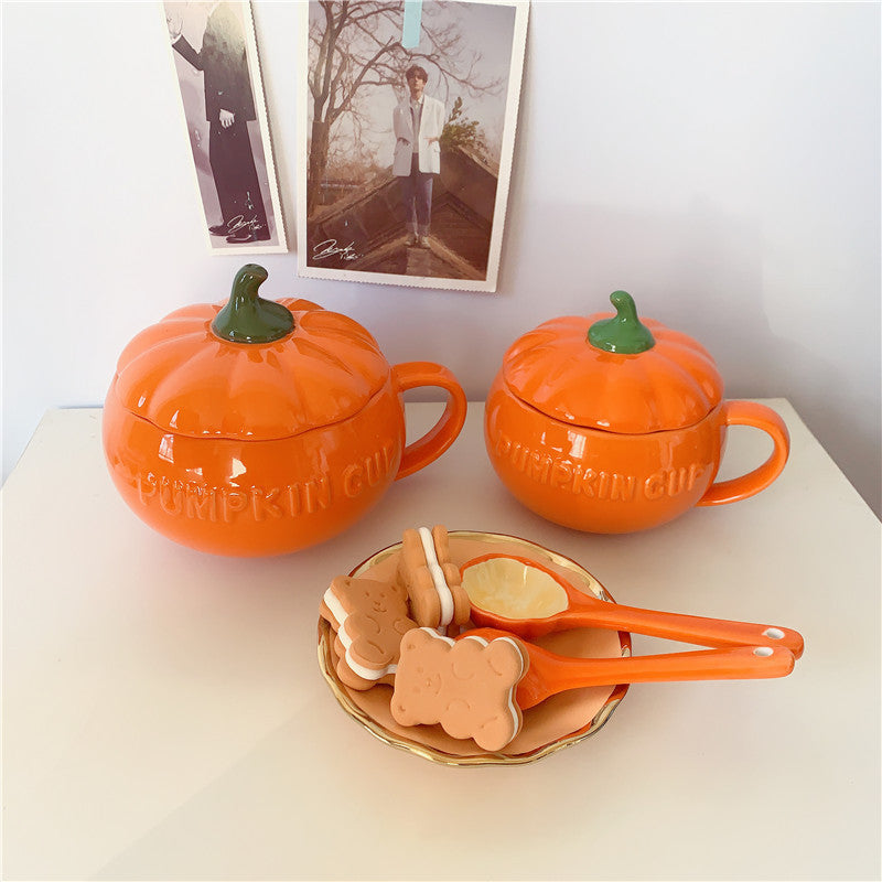 Ceramic Breakfast Couple Pumpkin Cups