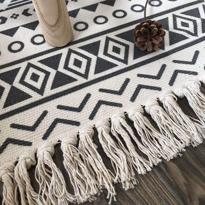 Nordic cotton and linen tassel carpet