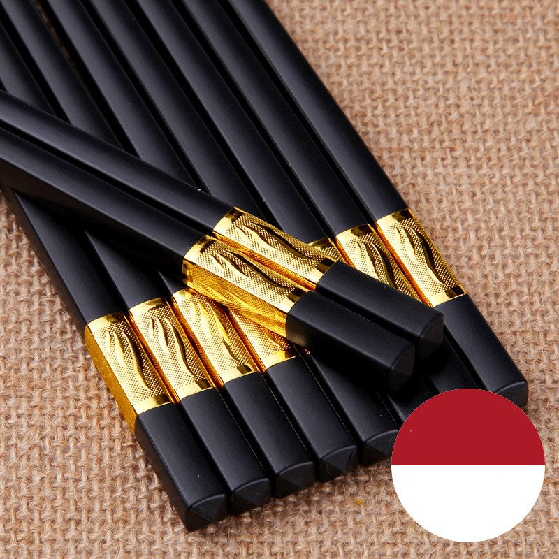 10 pairs of solid wood household alloy chopsticks