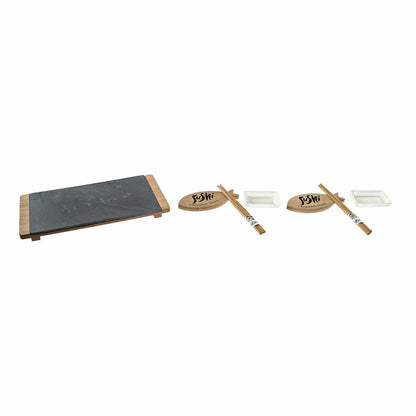 Sushi Set DKD Home Decor Black Natural Ceramic Bamboo Plastic Board