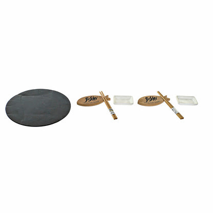 Sushi Set DKD Home Decor Black Natural Ceramic Bamboo Plastic Board