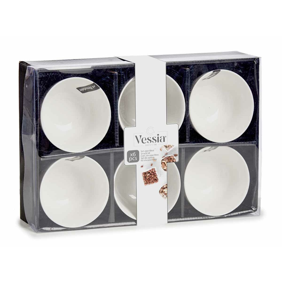 Set of bowls Porcelain White 150 ml 6 Pieces 11 x 5,5 x 11 cm