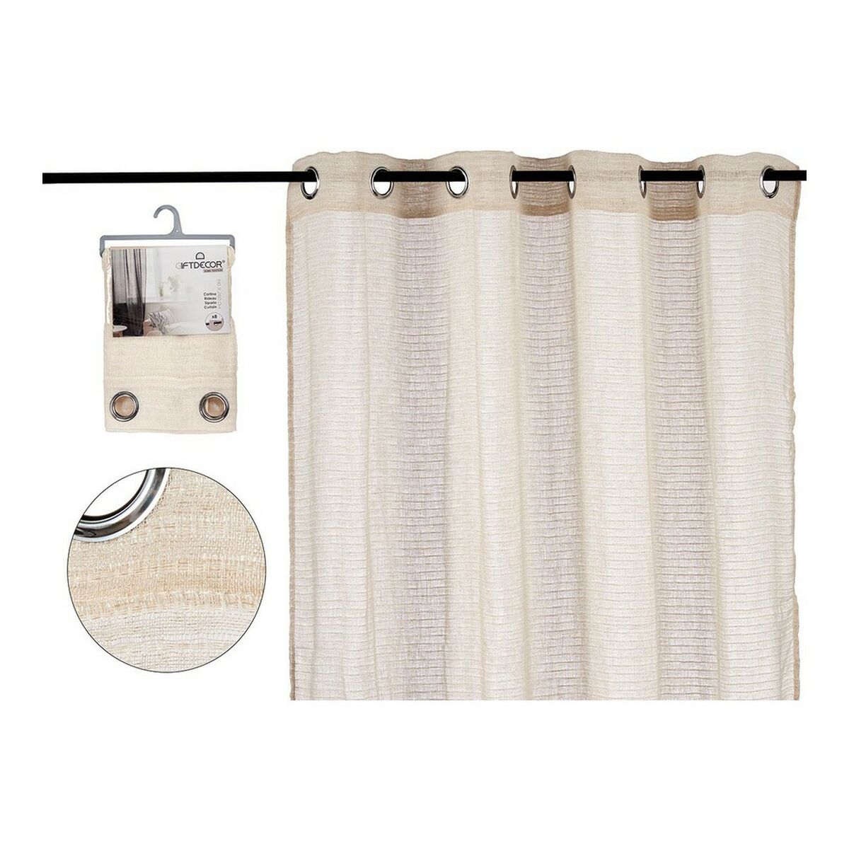 Curtain Net curtain 140 x 0,1 x 260 cm Beige (140 x 260 cm)