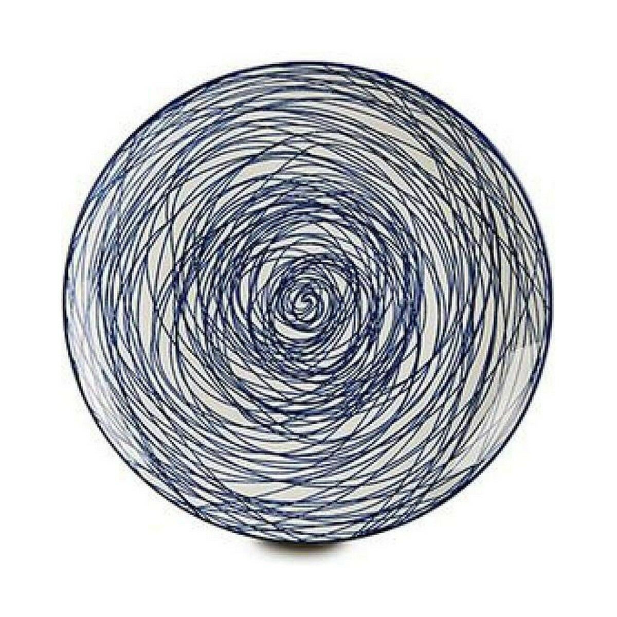 Flat plate Stripes Porcelain Blue White 24 x 2,8 x 24 cm