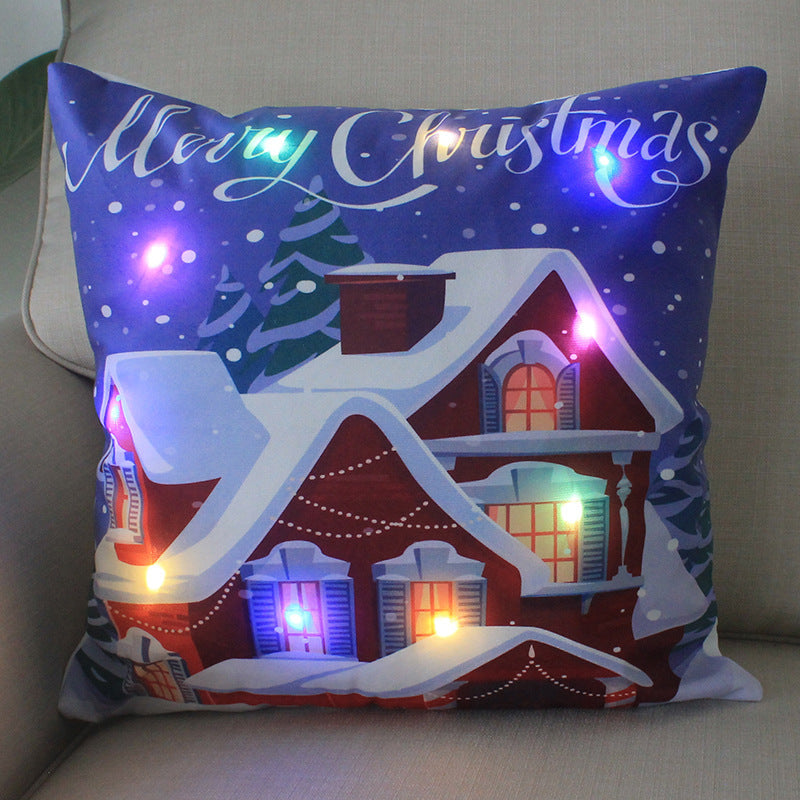 New Lantern Christmas LED Light Super Soft Short Plush Pillowcase