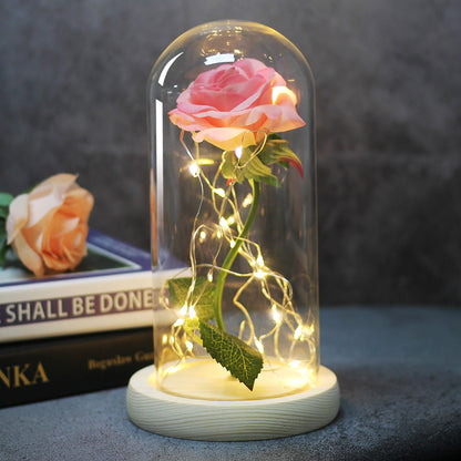 Enchanted Forever Rose Flower in Glass LED Light Christmas Decoration