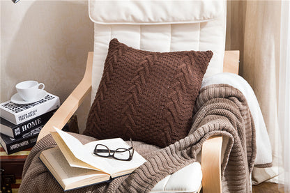 Coarse wool knitted cushion