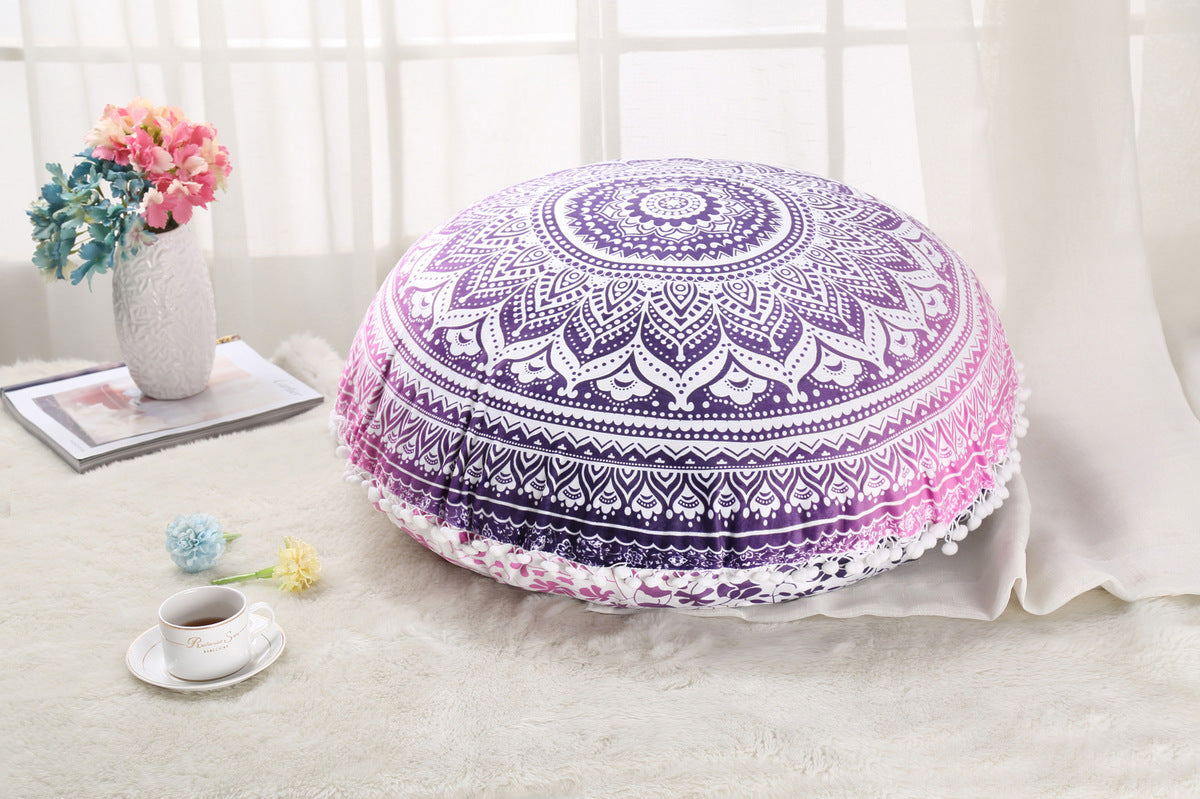 Colorful Mandala Floor Pillows Ottoman Round Bohemian Meditation Cushion Pillow Pouf