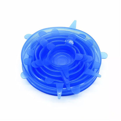 The 6-piece set of multi-functional silicone lid can be stretched to seal the fruit and vegetable lid