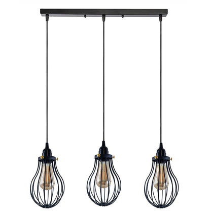 Retro Industrial Black Indoor Hanging Adjustable Pendant Light Big