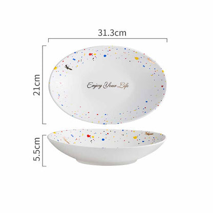 Household Simple Ceramic Terrazzo Plate Tableware