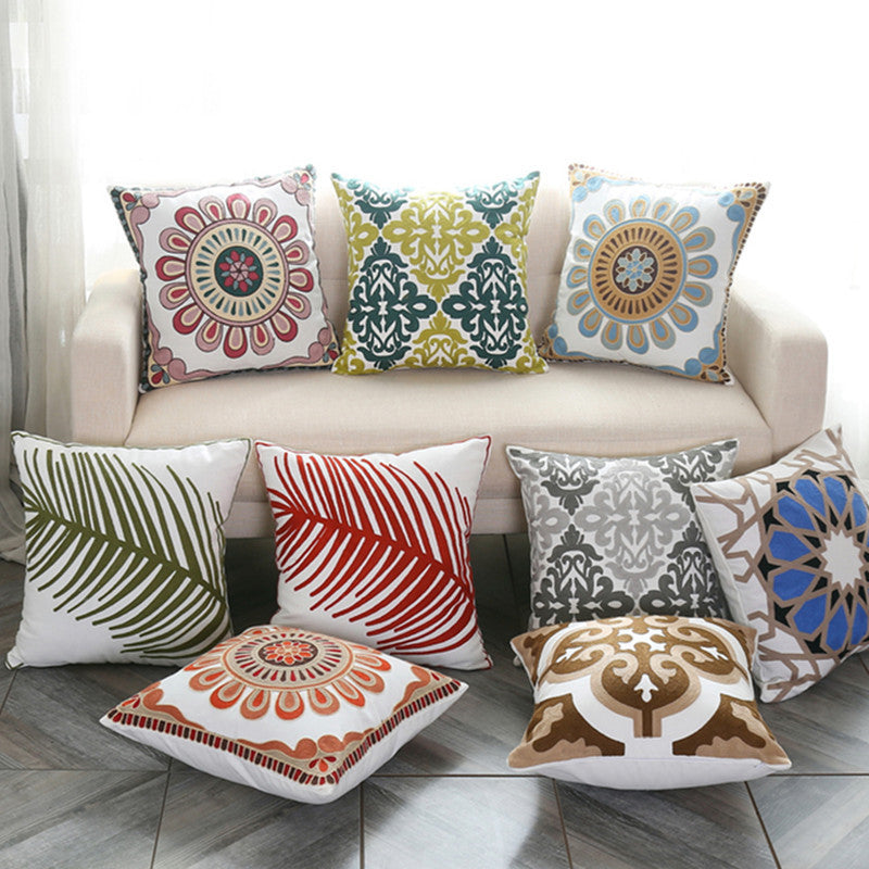 Cotton embroidered pillow cushion cover