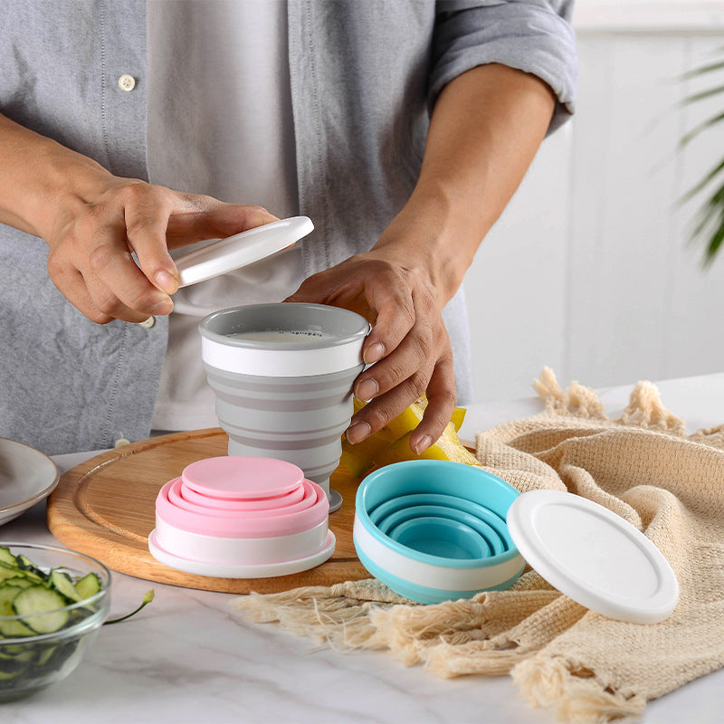 Portable foldable silicone lunch box