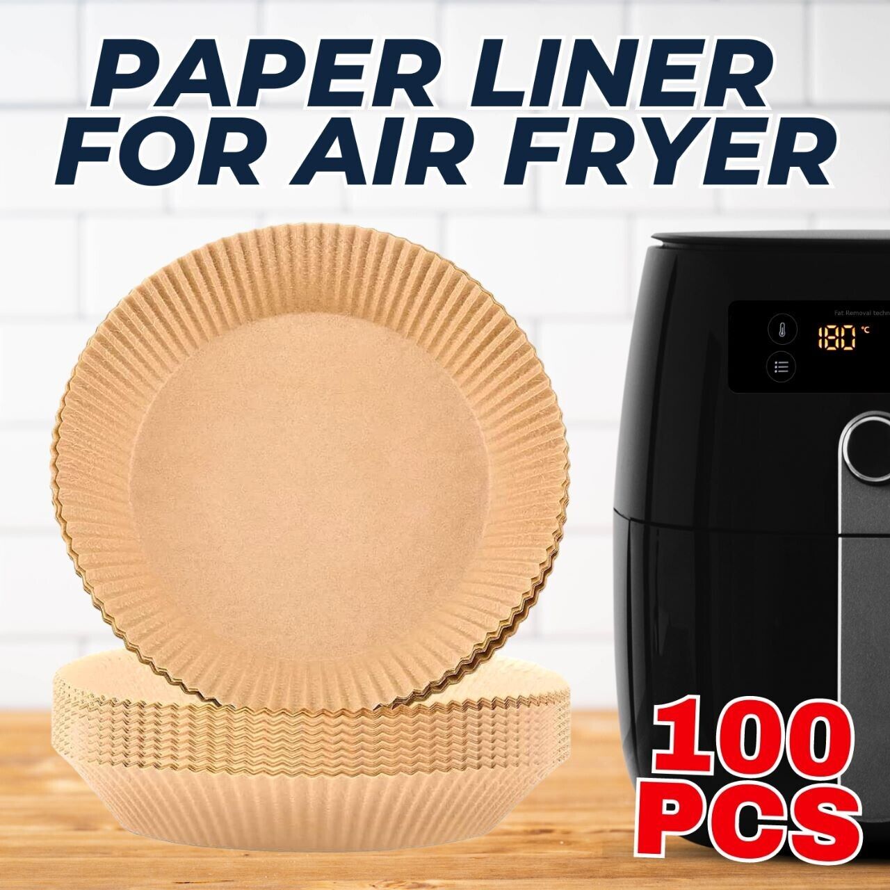 100pcs Air Fryer Liners Disposable Paper Liner For Roasting Microwave