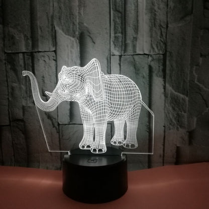 New elephant 3D light Colorful touch 3D LED visual light Gift decoration 3D small table lamp