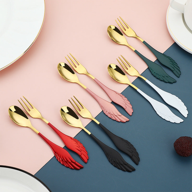 304 Stainless Steel Coffee Spoon Creative Net Red Wings Spoon Ice Cream Spoon Dessert Spoon Fork Spoon Spoon Gift Tableware