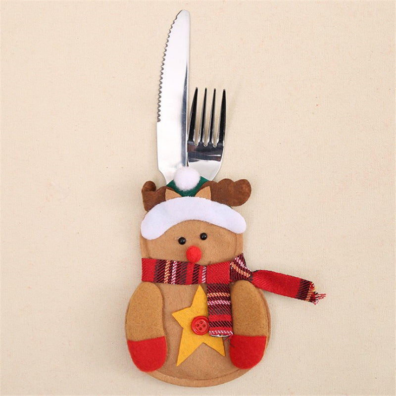 Christmas Decoration Restaurant Hotel Layout Pocket Fork Knife Cutlery Holder Santa Claus Fork Knife Gloves Bag Table Decor