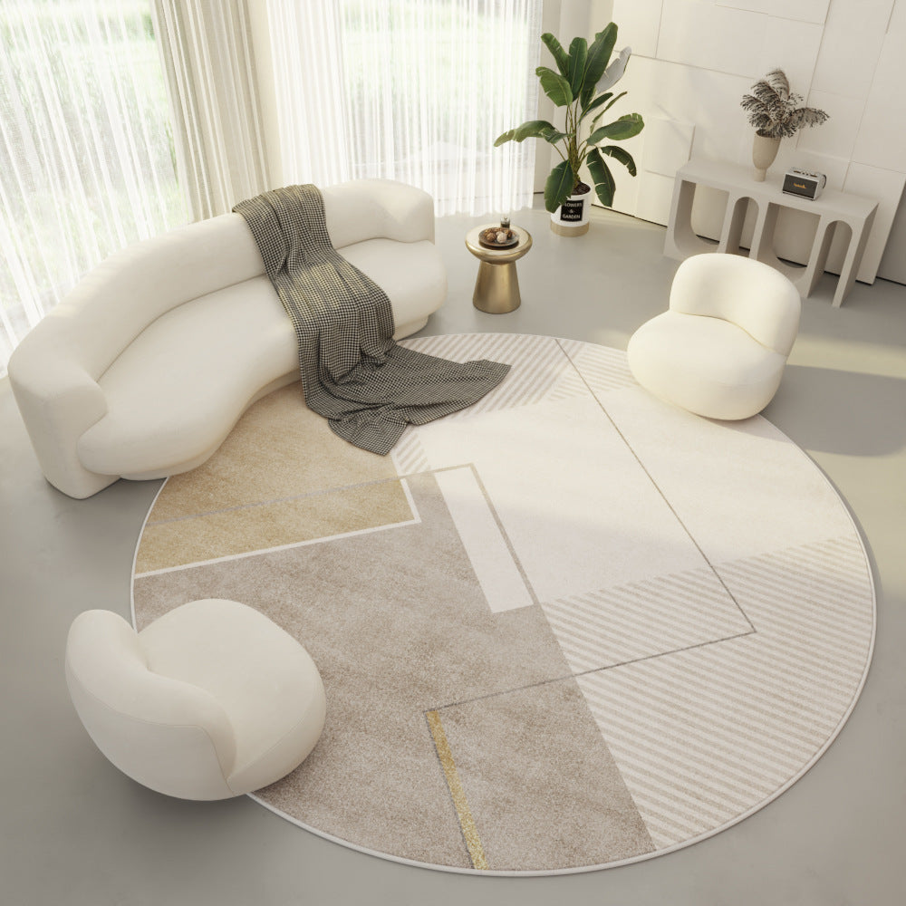 Round Living Room Carpet Ring Velvet Modern Simple Cream Color Porch Bedroom Bedside Blanket Non-slip Floor Mat