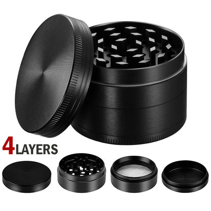 Herb Grinder 4-Piece Metal Small Hand Crusher Mill Magnetic Top Black US