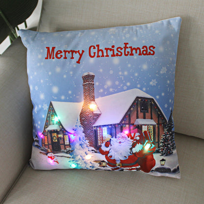 New Lantern Christmas LED Light Super Soft Short Plush Pillowcase