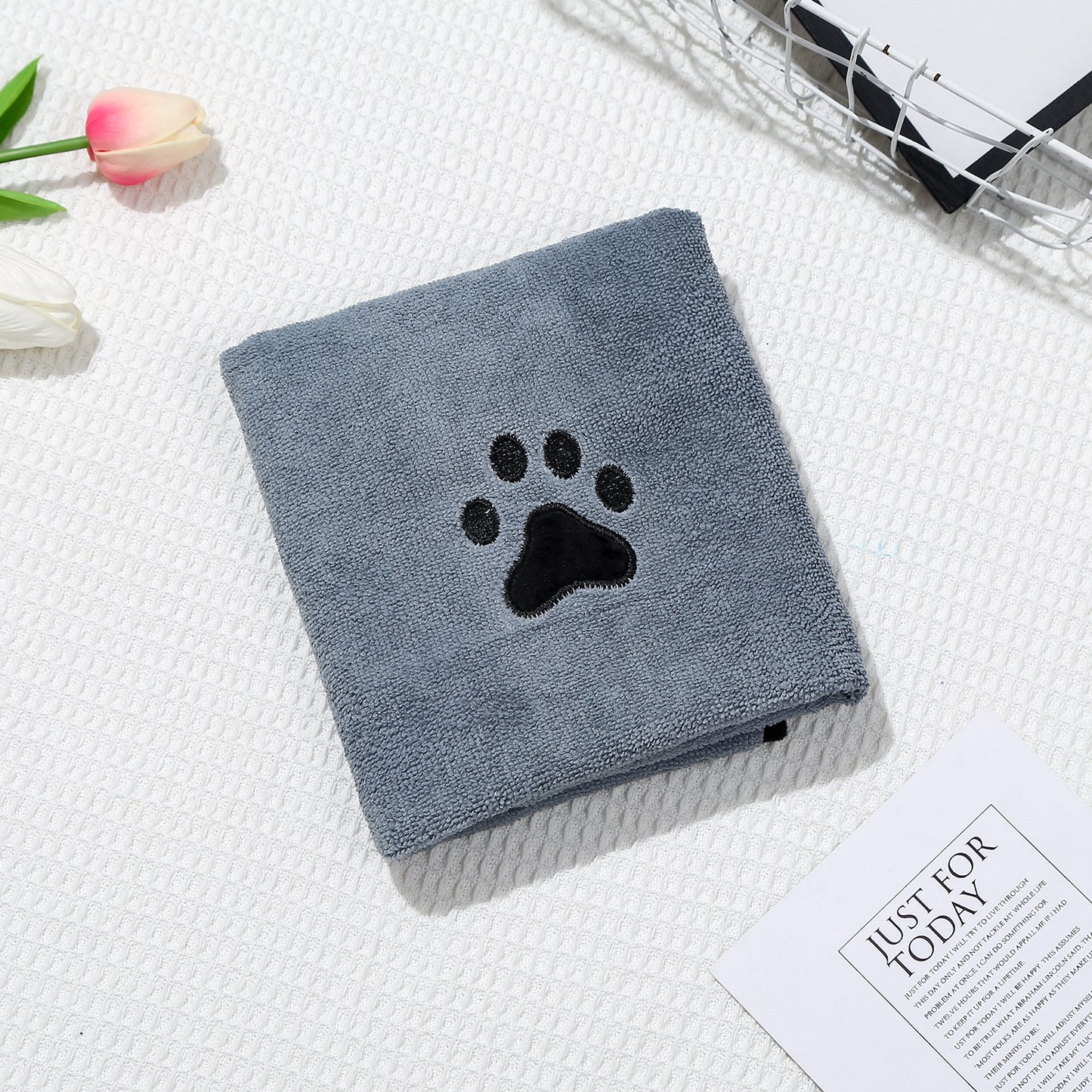 Dog Cat Quick-drying Bath Towel Soft Absorbent Coral Fleece Pet Bath Towel