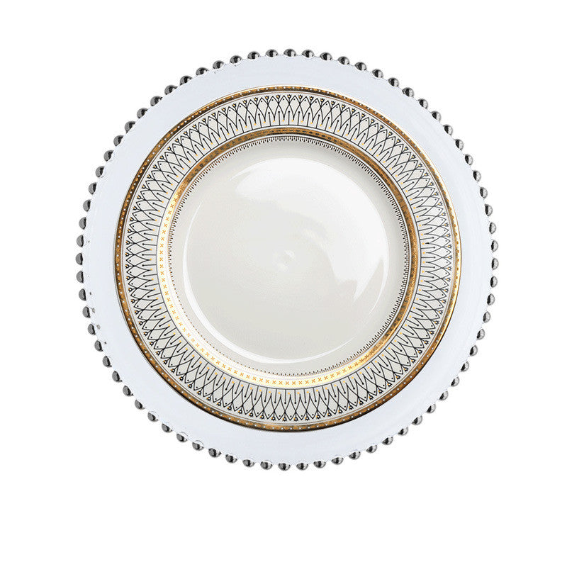 European-style plate Wobble plate plate Gold plated plate Glass beads Dot plate ceramic