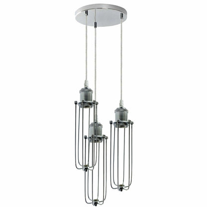 3 Way Cluster Hanging Ceiling Pendant Light E27 Chrome Light Fitting