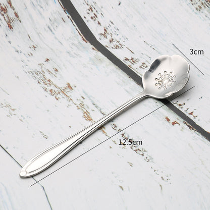 Teaspoons Rose Shaped Flower Stainless Steel Kitchen Tableware Handle Cutlery Mini Dessert Tea Dining Spoon For Snacks