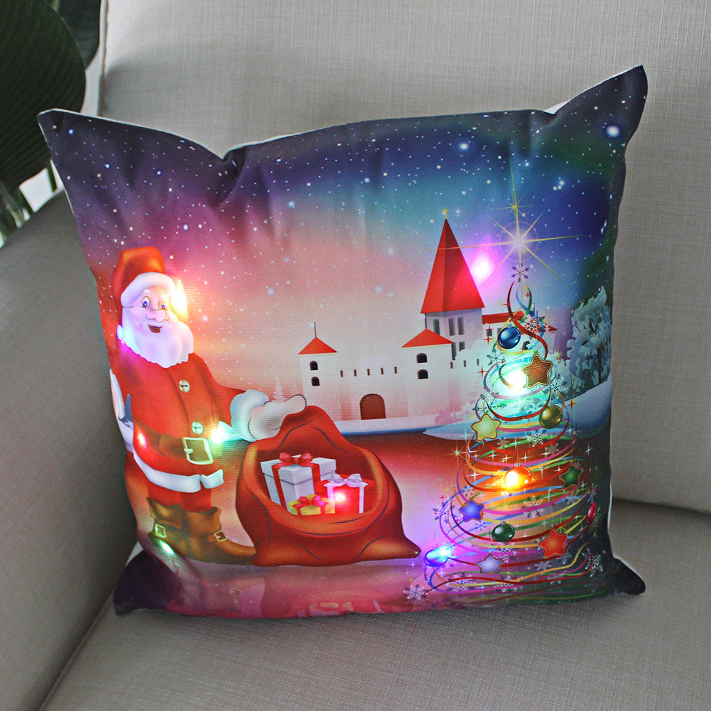 New Lantern Christmas LED Light Super Soft Short Plush Pillowcase