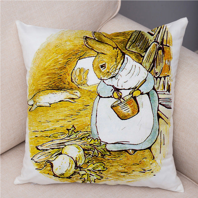 Cartoon Rabbit Peach Skin Fabric Pillow Cover Home Decoration Sofa Cushion Cover Seat Cover Easter Amazon AliExpress