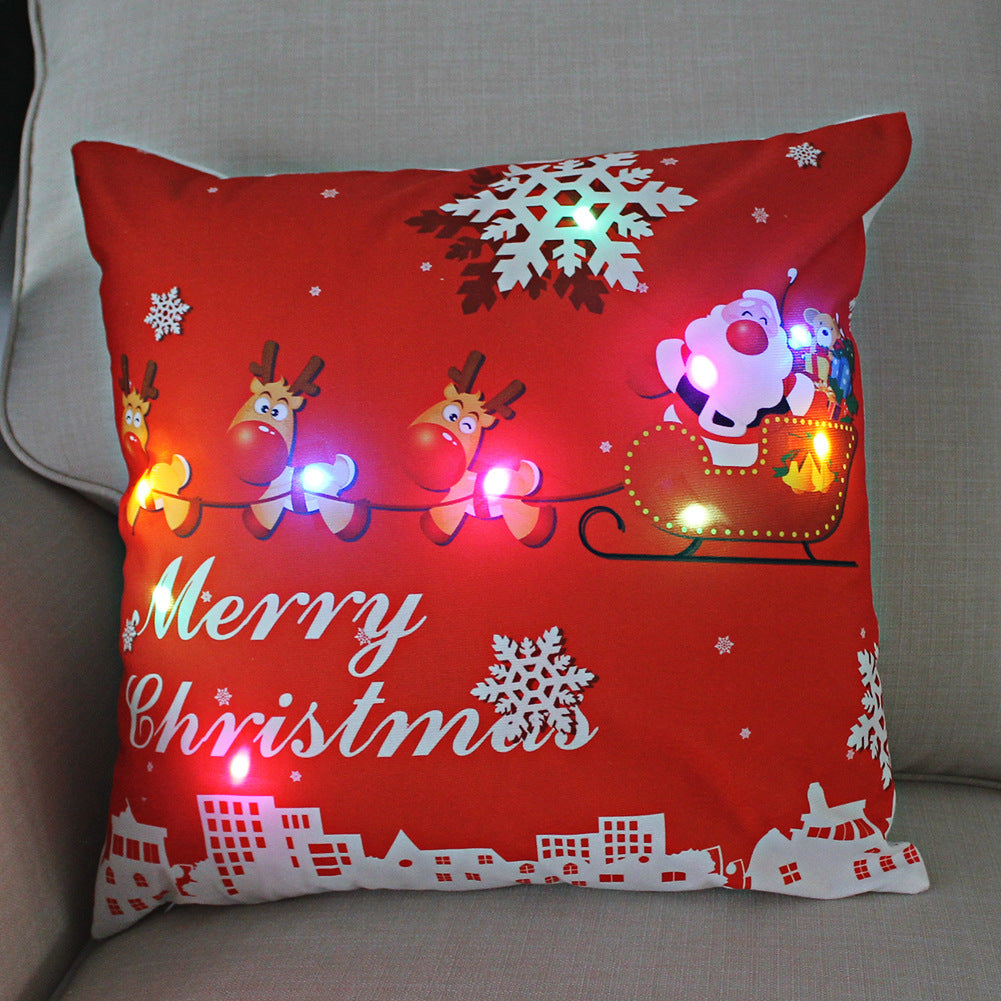 New Lantern Christmas LED Light Super Soft Short Plush Pillowcase