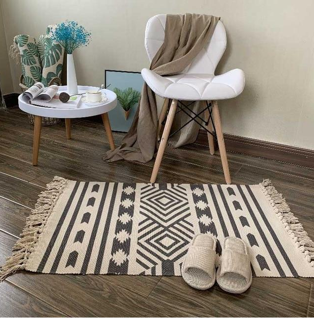 Nordic cotton and linen tassel carpet