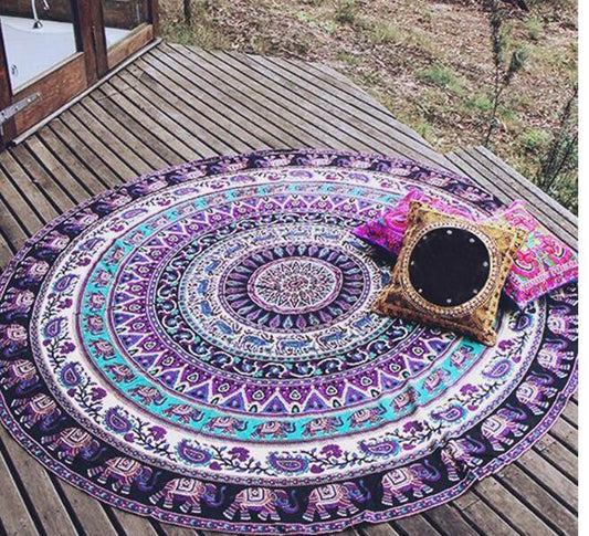 European and American style new beach towel round shawl beach mat cushion