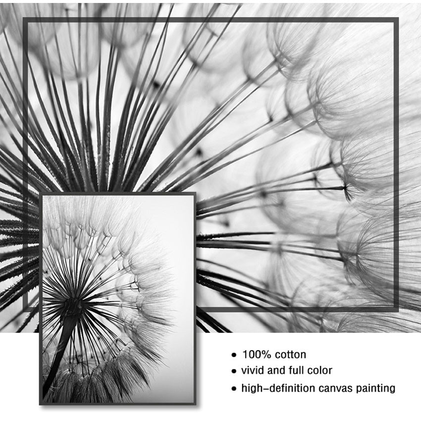 Frameless Abstract Dandelion Flower Canvas Painting Living Room Decor