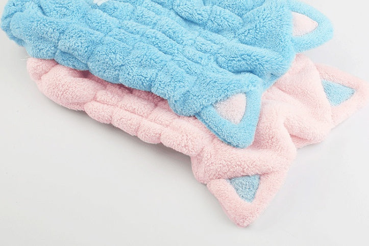 Cute Cat Ears Hair-Drying Towel Bath