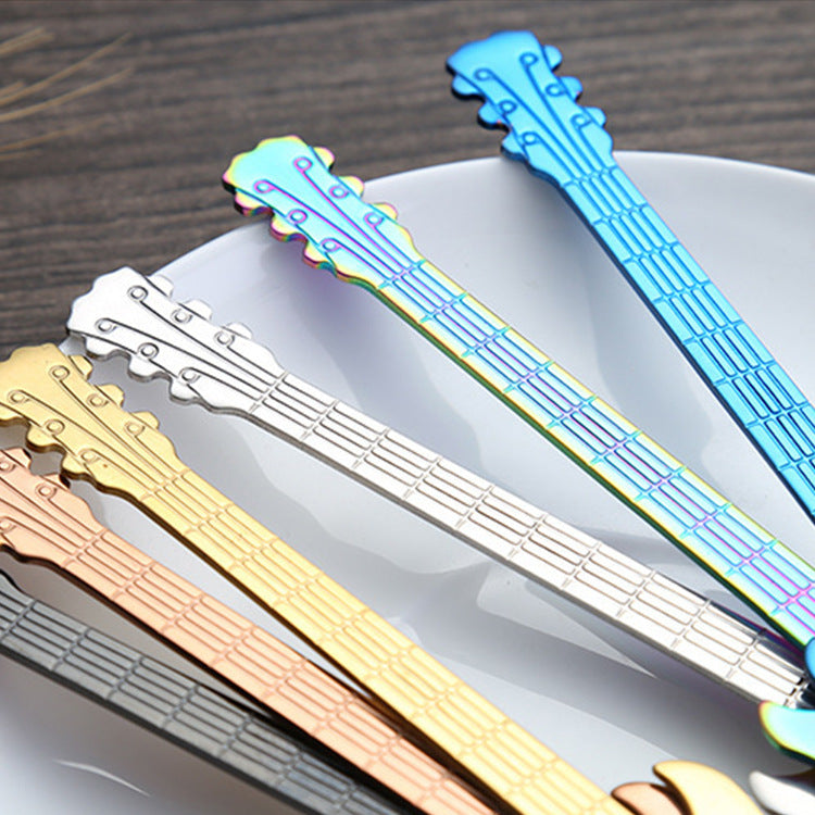 Guitar Coffee Spoon Set Stainless Steel Dessert Ice Cream Spoon Tea Spoon Coffee Accessories