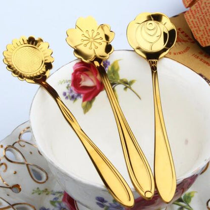 Teaspoons Rose Shaped Flower Stainless Steel Kitchen Tableware Handle Cutlery Mini Dessert Tea Dining Spoon For Snacks